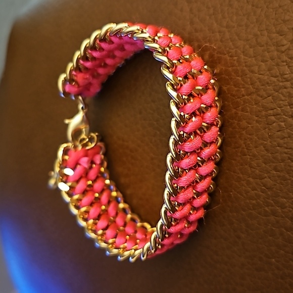 Hot Pink Barbie Cord Braided Chain Bracelet - Picture 4 of 7